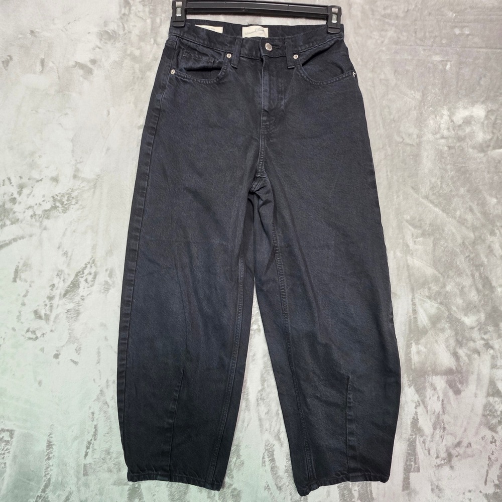Universal Thread High Rise Easy Barrel Jeans Black Size 2 Cotton Denim